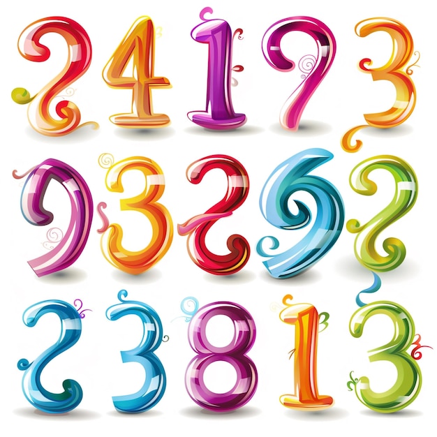 a colorful set of numbers with the numbers 7 and 7