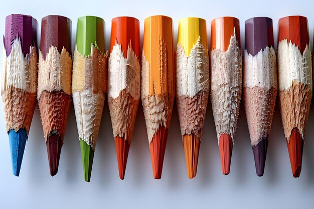 Photo colorful sharpened pencils in a row for art and design enthusiasts