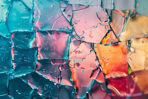 Photo colorful shattered glass with vibrant reflections abstract art background