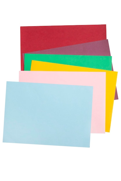 Colorful sheets of paper isolated on white background