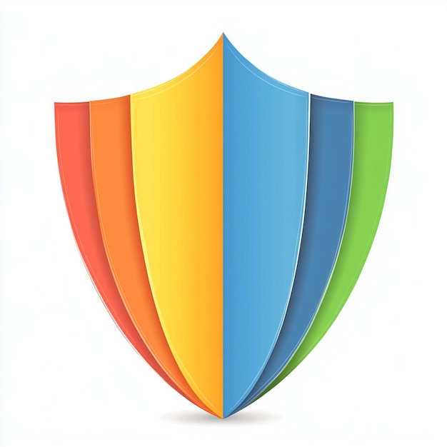 Photo a colorful shield with a blue and yellow colors on it