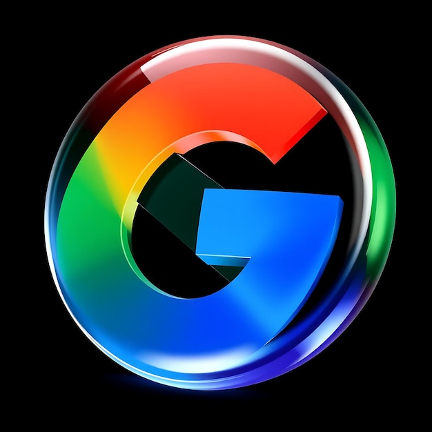 Photo a colorful shiny ball with a rainbow colored g on it