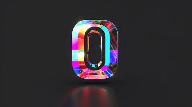 Photo a colorful and shiny chrome letter o isolated against a black background