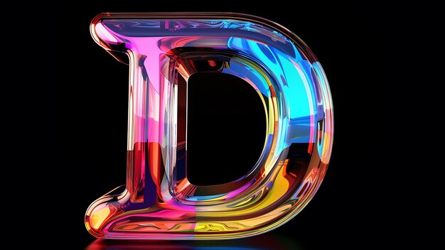 Photo colorful shiny plastic letter d icon