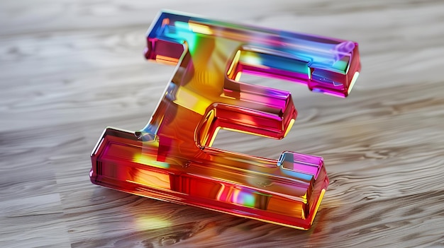 Photo colorful shiny plastic letter e icon