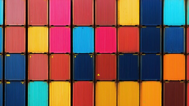 Photo colorful shipping containers in a grid arrangement