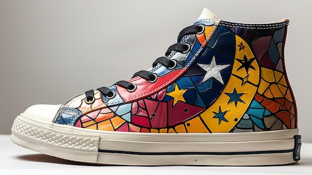 Photo a colorful shoe with a star on the bottom