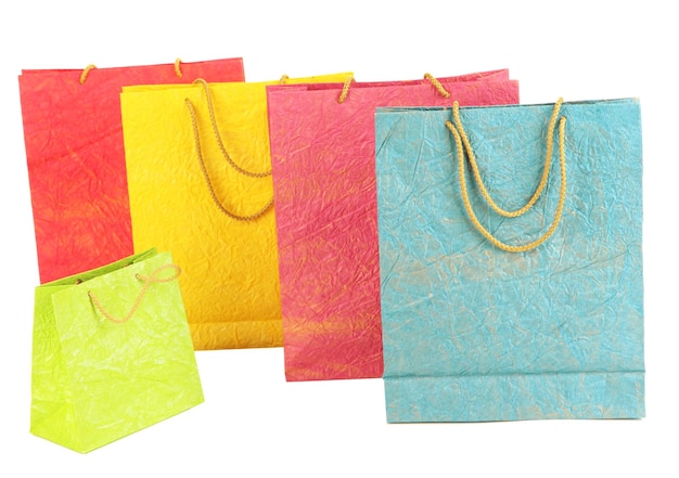 Colorful shopping bags isolated on white