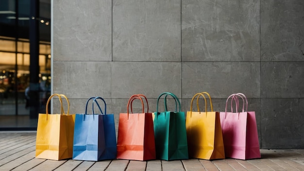 Photo colorful shopping bags lined up