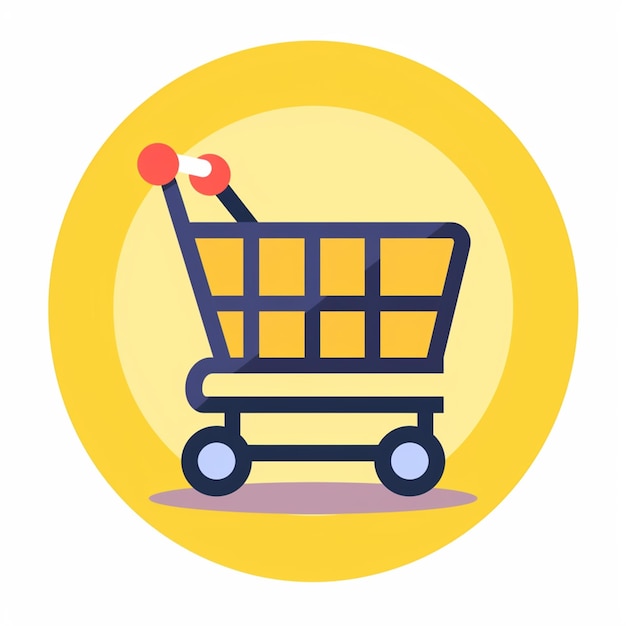 Colorful shopping cart icon on colorful background