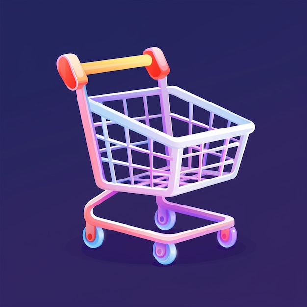 Colorful shopping cart icon on colorful background