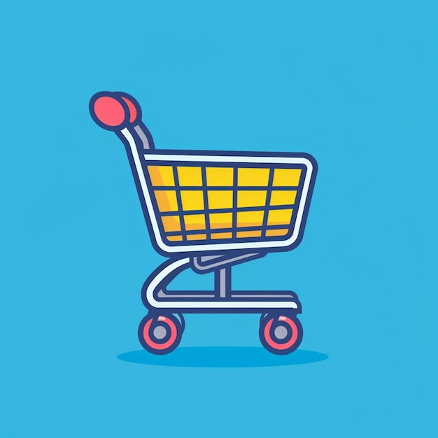 Colorful shopping cart icon on colorful background