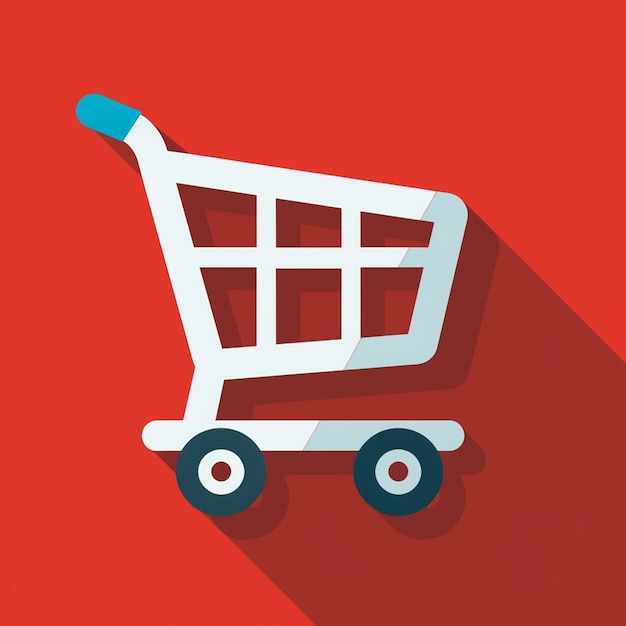 Colorful shopping cart icon on colorful background