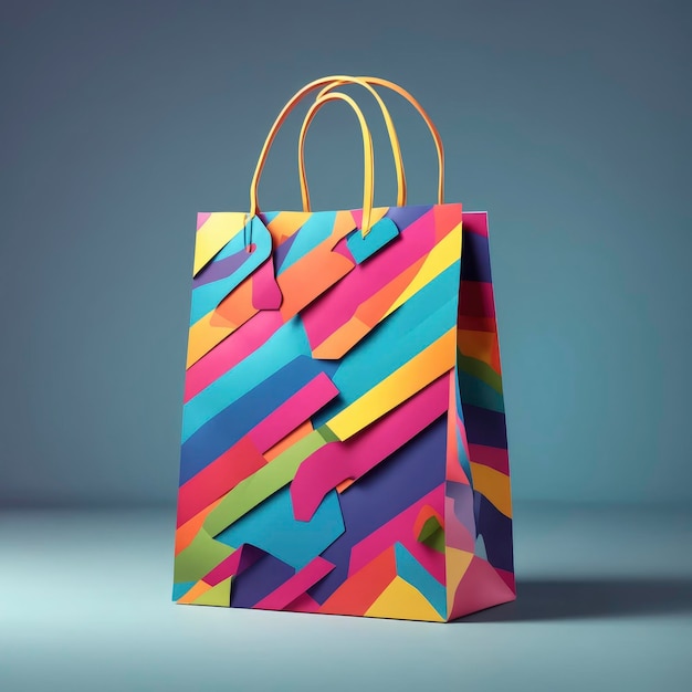 Colorful shopping paper bag mockup view