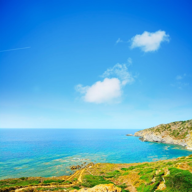 Colorful shoreline in Sardinia Italy