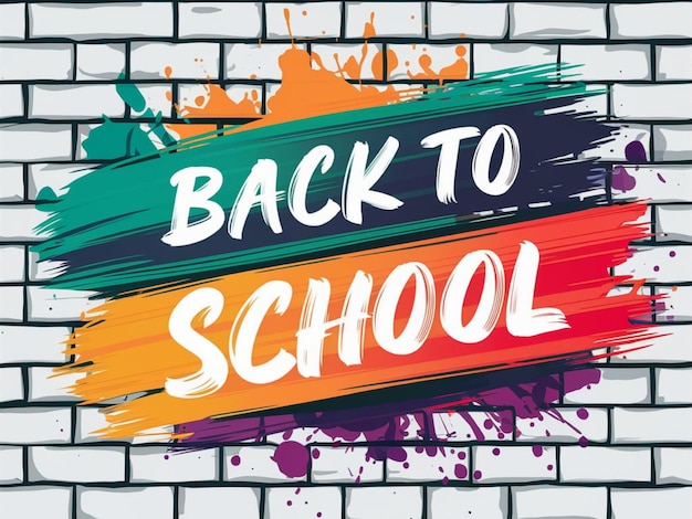 a colorful sign that says back to school is on a brick wall