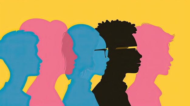 Photo colorful silhouettes of diverse people profile