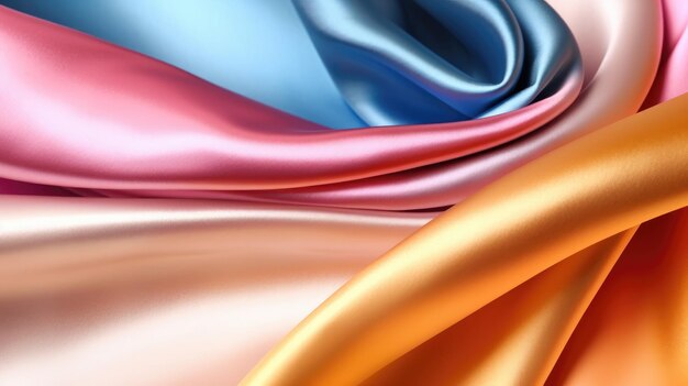 A colorful silk background with a blue and orange silk background.