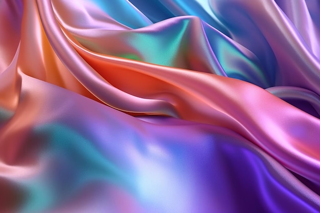 A colorful silk fabric with a pink and blue background.