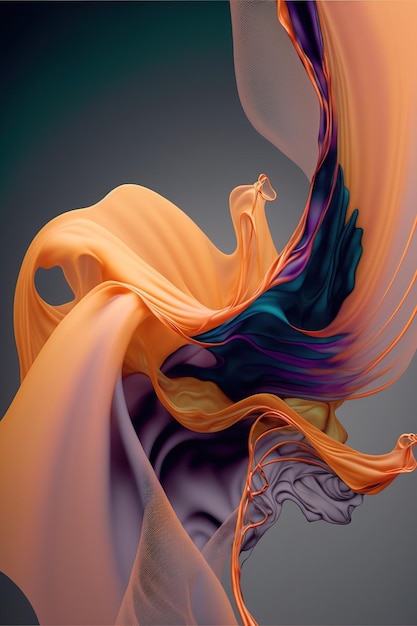 colorful silk floating in the wind abstract art ai generated