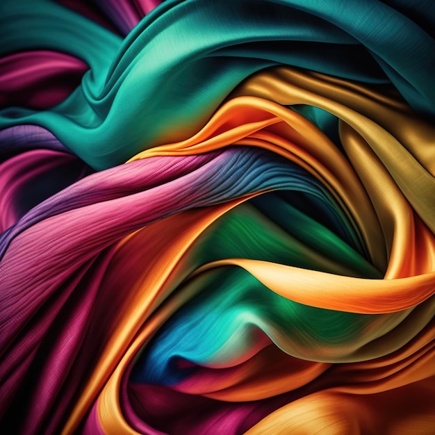 colorful silk floating in the wind abstract art ai generated