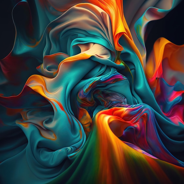 colorful silk floating in the wind abstract art ai generated