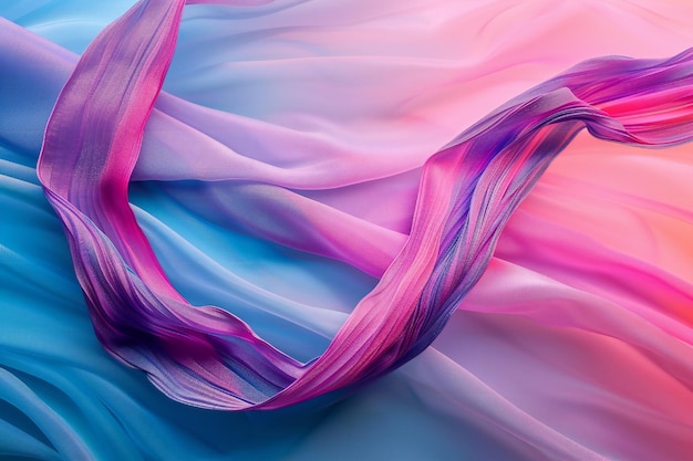 Photo a colorful silk scarf with the pink and blue colors