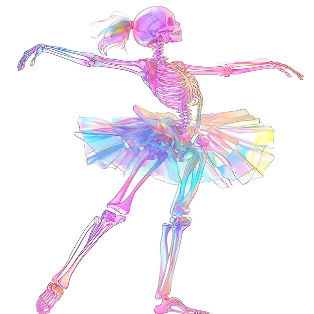 Photo colorful skeleton ballerina illustration