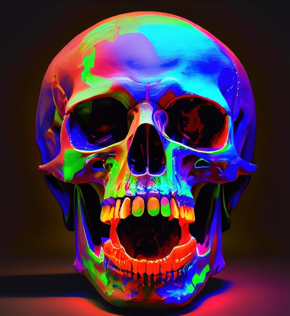 Colorful skull closeup Generative AI