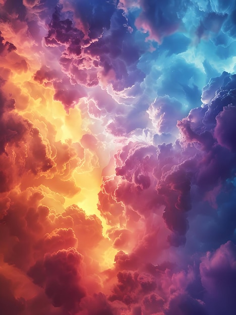 Colorful sky with clouds rainbow colors dreamy clouds background High resolution