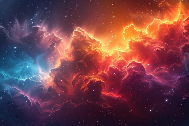 Colorful Sky With Clouds and Stars