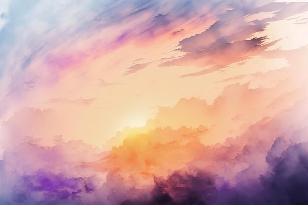 A colorful sky with clouds and sunset in the background