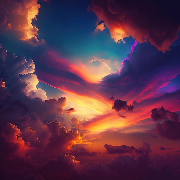 A colorful sky with clouds