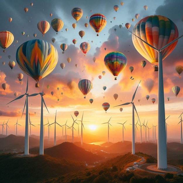 a colorful sky with many balloons flying in the sky