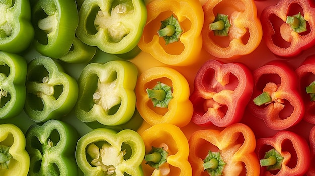 Photo colorful sliced bell peppers