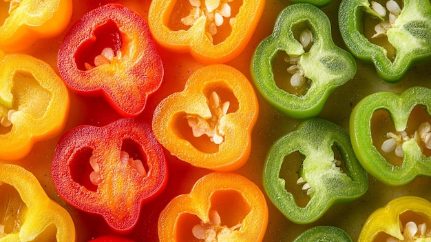 Photo colorful sliced bell peppers