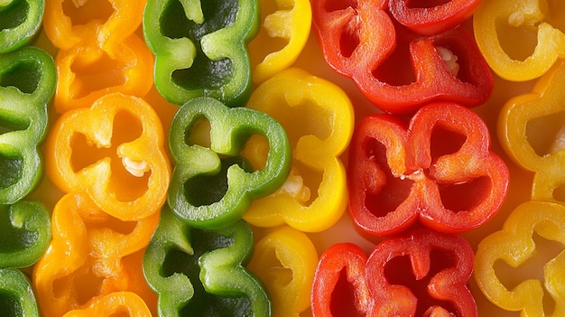 Photo colorful sliced bell peppers