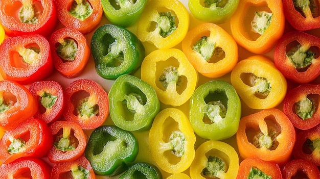 Photo colorful sliced bell peppers