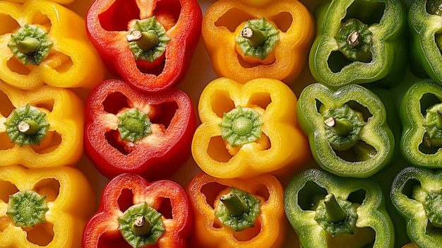 Photo colorful sliced bell peppers