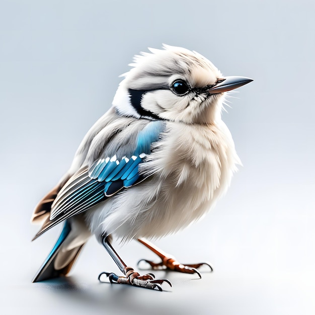 Colorful Small Bird Standing on White Surface