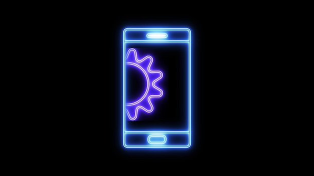 Colorful smartphone setting icon on a black abstract background