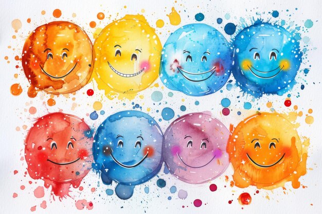 Colorful Smiley Faces Abstract Art