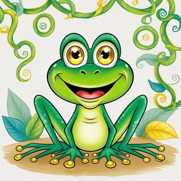 Photo colorful smiling green frog cartoon456 8