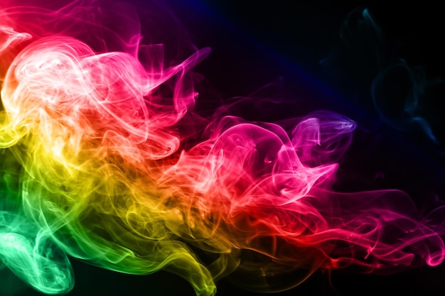 Colorful smoke abstract on black background fire design