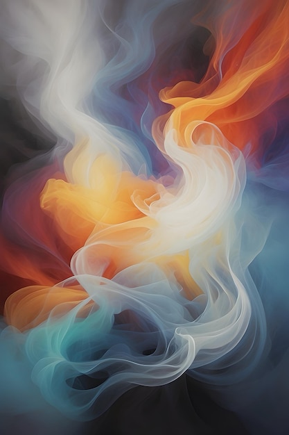 Colorful smoke abstract with an isolated background