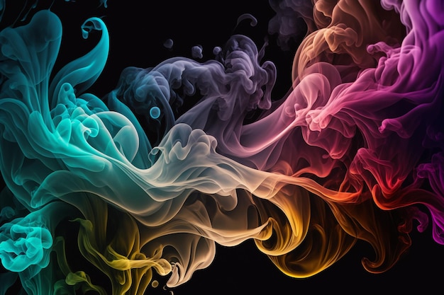 A colorful smoke background with a black background