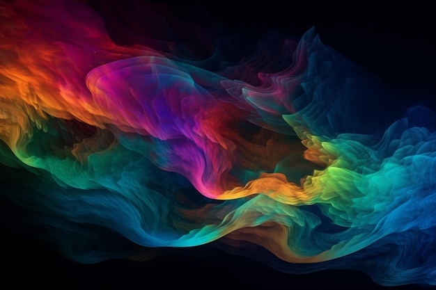 A colorful smoke background with a black background.