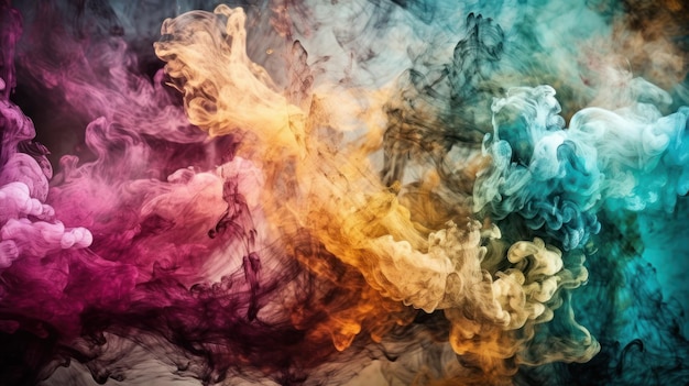 A colorful smoke background with a black background