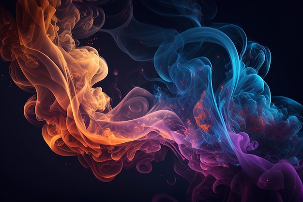 Colorful smoke on the black background Abstract background for design generative ai