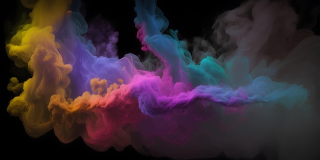 A colorful smoke on a black background